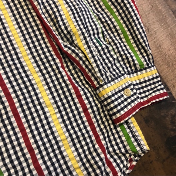 Tommy Hilfiger Checkerboard Stripe Button Up Shirt - Picture 4 of 6